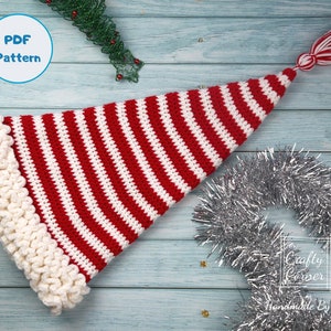 PDF Crochet Pattern - Crochet Christmas Hat, Santa Hat Pattern, Elf Hat, Festive Hat, Newborn to Adult Sizes