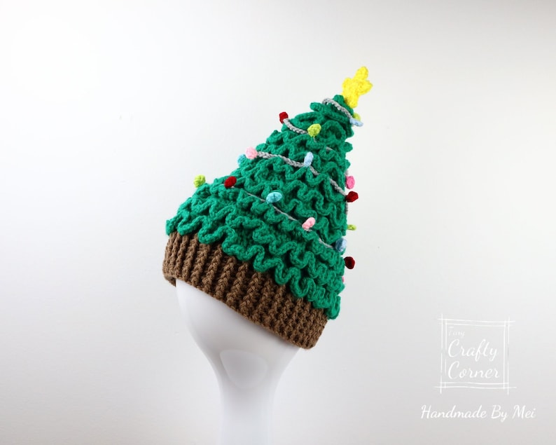 PDF Crochet Pattern Christmas Tree Hat In ALL sizes, Christmas Tree Beanie, Christmas Decor, Hat For Newborn To Adult, Christmas Crochet image 4