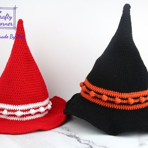 PDF Virkmönster - Virkad häxhatt, Halloweenhatt Virkmönster för barn till vuxna (6 storlekar) bild 5