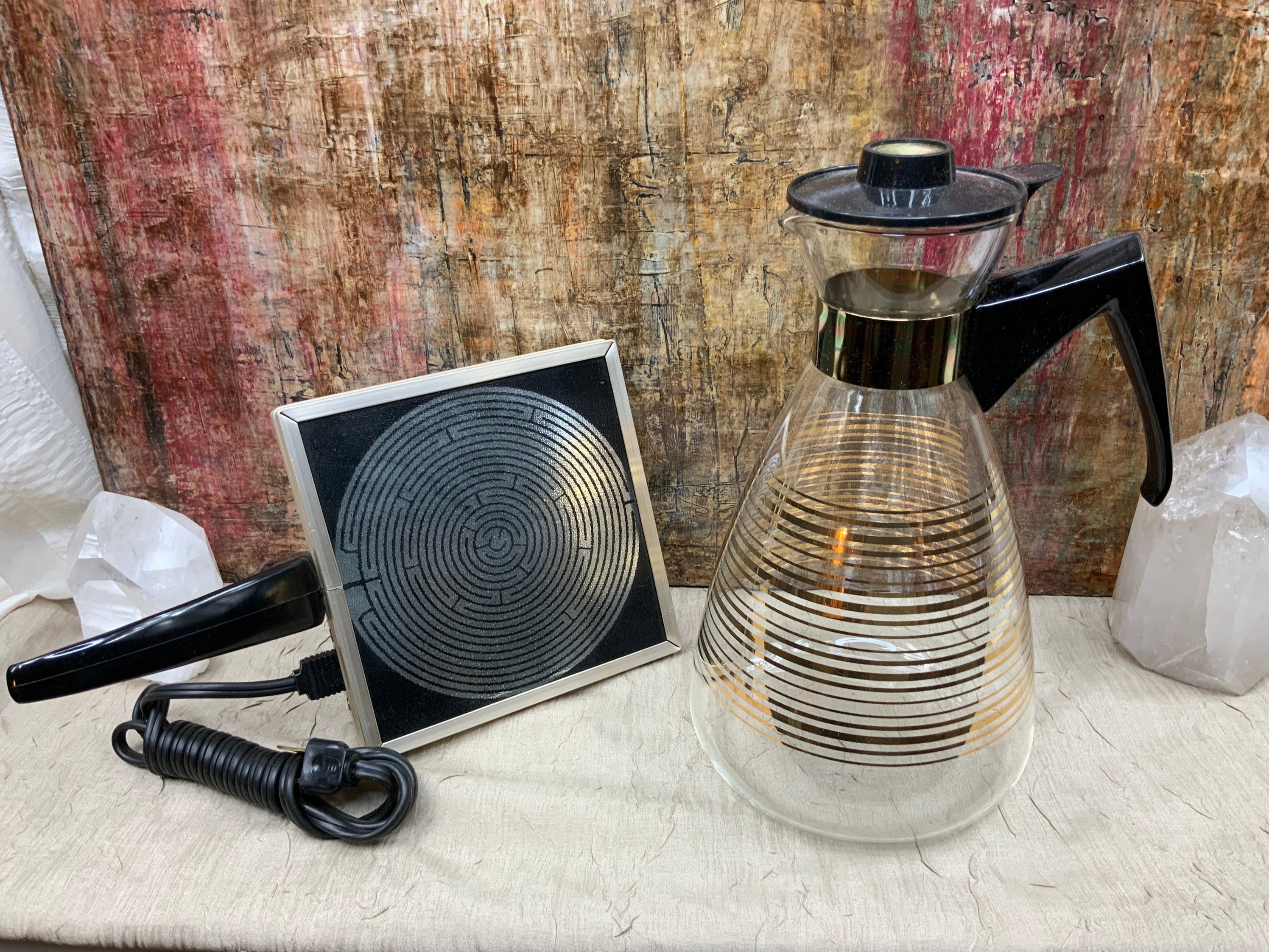 Ancien Chauffe-plat électrique Pyrex – Plaque Chauffante Avec Carafe à Café 6 Tasses – Vintage