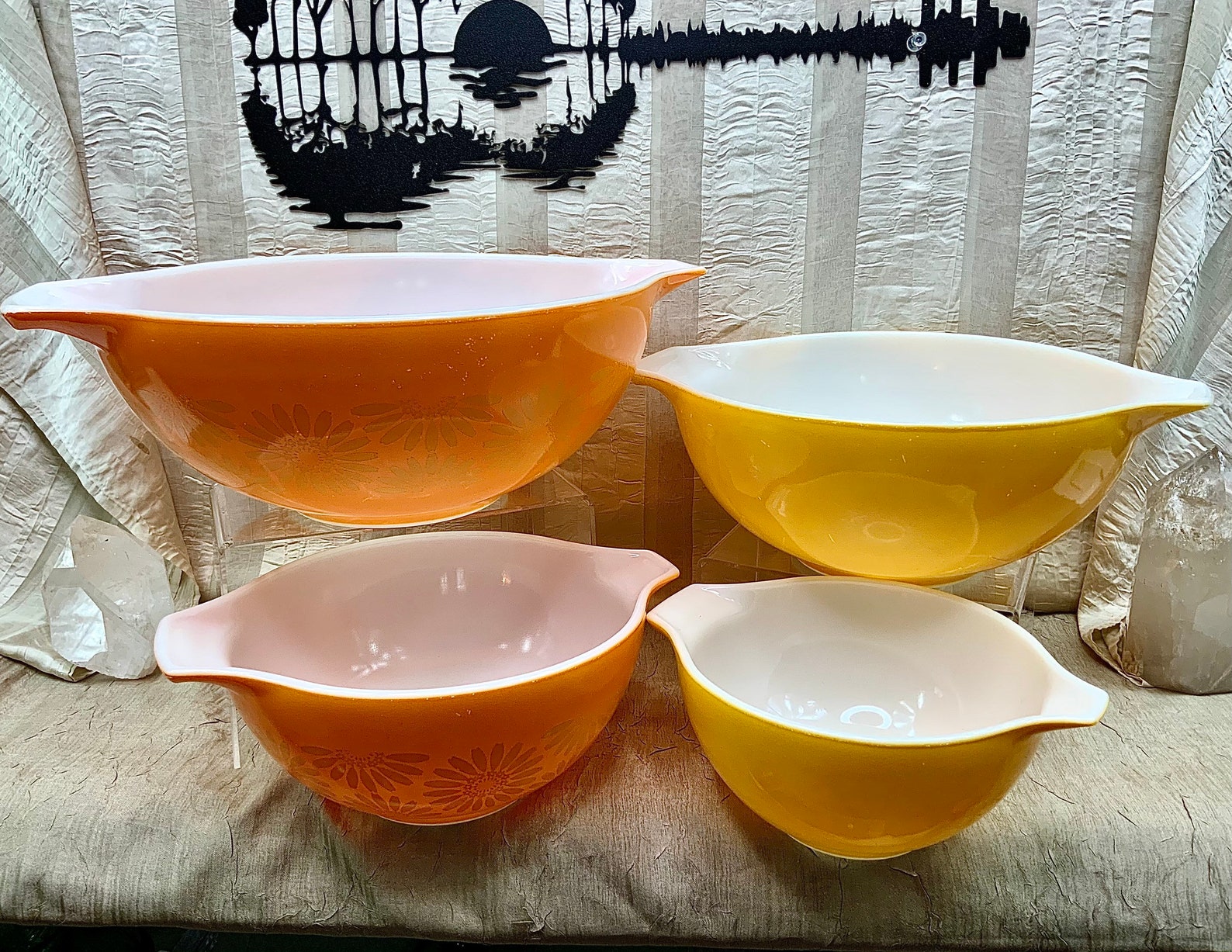 Vintage Pyrex Daisy Sunflower Cinderella Nesting Bowls 1960s Etsy