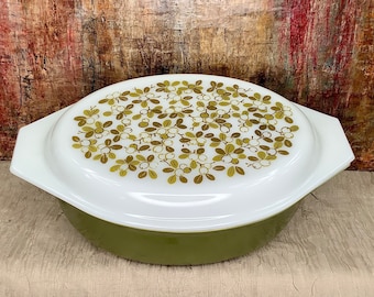 Pyrex Avocado Olive Green Square Brownie Pan 1970's Made 