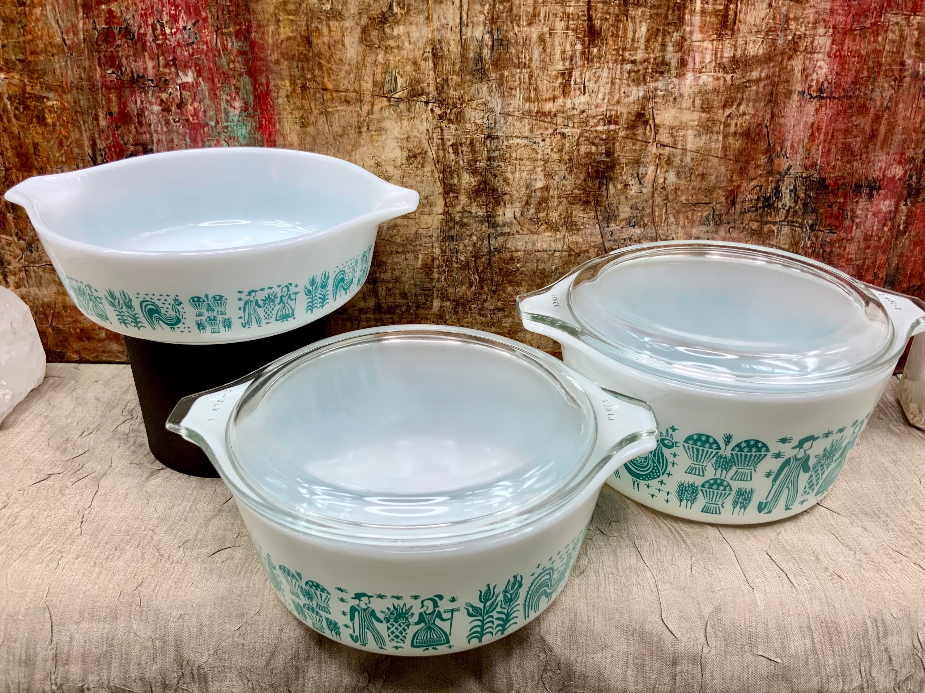 Vintage Pyrex Butterprint aka Amish Set of 3 Turquoise On Etsy