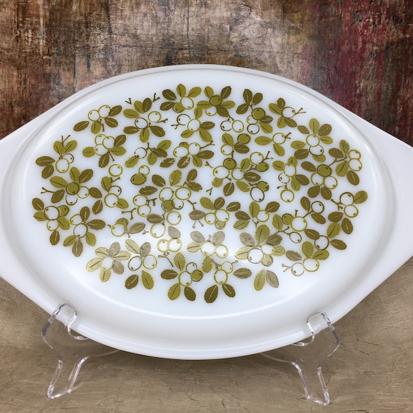 Vintage Pyrex Verde Olive 045 Lid/Cover, Fits 2.5 Quart Oval Casserole, Lid Only, Pyrex Accessories, Opalware, Olive Pattern