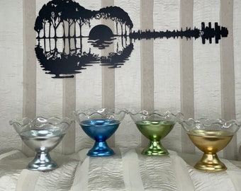 Mid Century Anodized Aluminum Sundae Bowls, Heller Hostess-Ware, Set of 4
