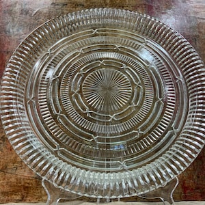 Vintage Queen Mary Cake Plate by Anchor Hocking, 14" Dia, Sandwich Tray, c1930s