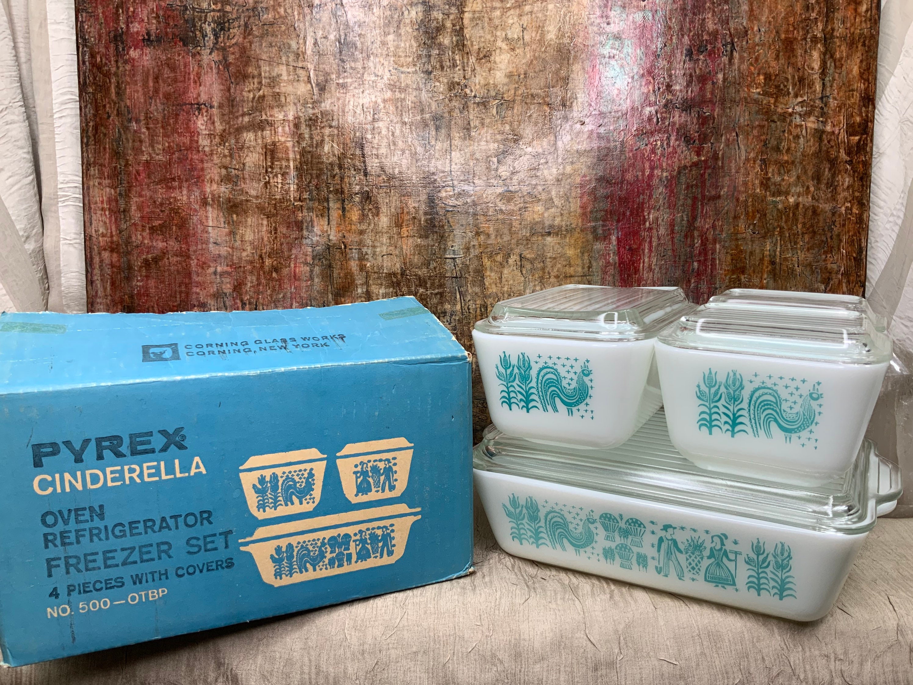 Pyrex Butterprint Set Vintage Pyrex Butterprint Casserole Set, Amish Turquoise Print ...