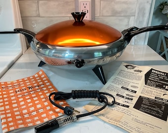Vintage West Bend Immersible Electric Skillet Fry Pan #102