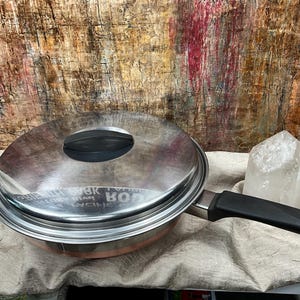 Vintage Flint ECKO Copper Bottom Stainless Steel 10” Skillet, ECKO USA, c1950-60, Mid Century Cookware