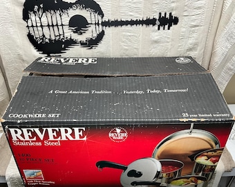 RARE Revere Ware Copper Bottom NEW in Box 10 Piece Set, 1400 series, c1988, Made in USA