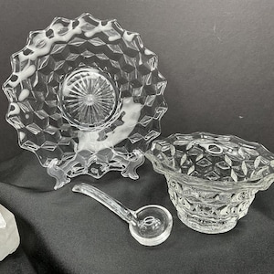 Vintage Fostoria American Clear Mayo Bowl Set: Elegant Glass, c1952