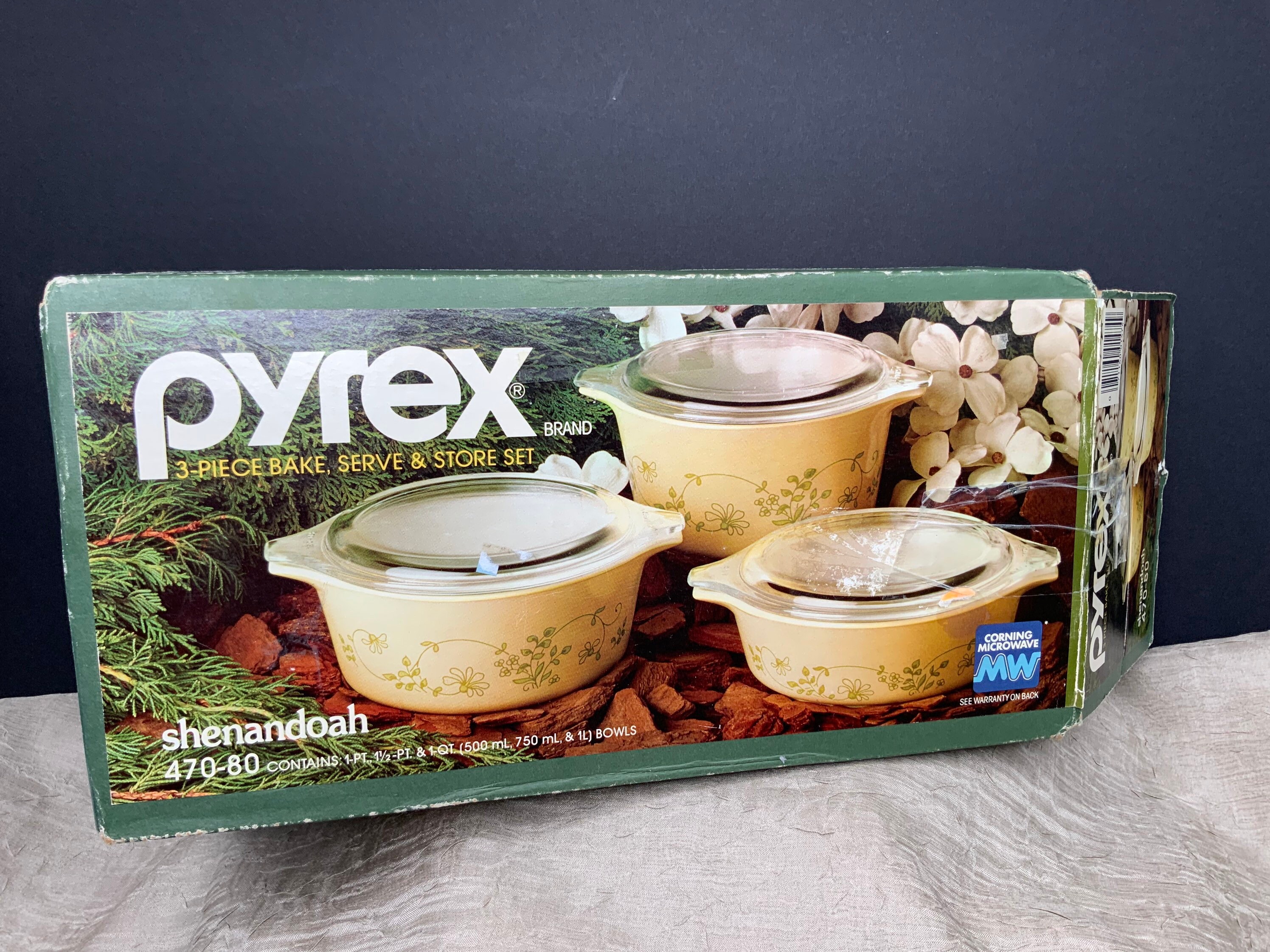 Vintage Pyrex Shenandoah Casserole Set, 470-80 Series, 471, 472 