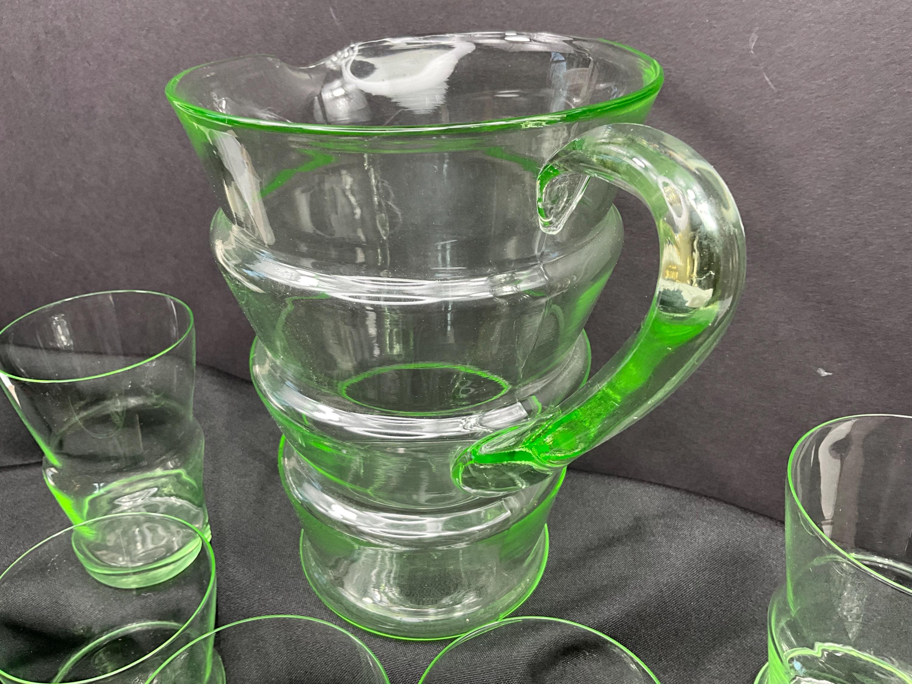 Vintage Dunbar Flint Glass Co water pitcher and tumbler 6 piece