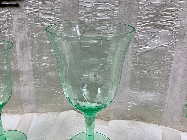Rare Utility Glass Works Stemmed Water Goblets Green Set of Etsy