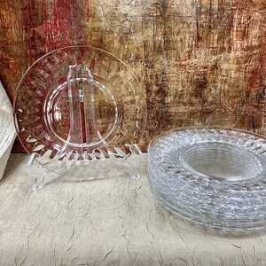 Tiffin Franciscan Pristine Salad Plates, Set of 8 Tiffin Franciscan Crystal, Elegant Clear Plate, Pristine by Tiffin, Leaf Cutting