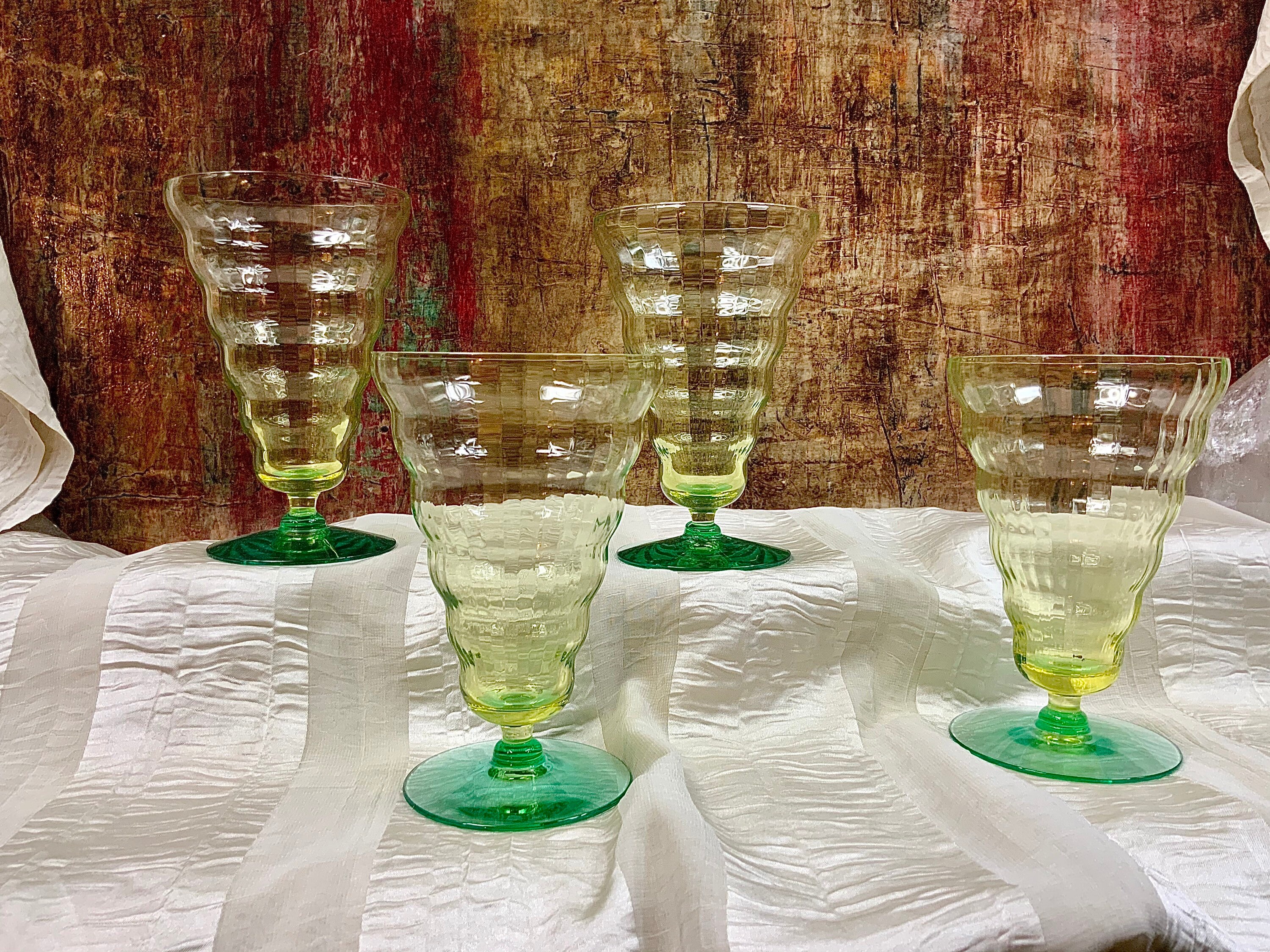 RARE Utility Glass Works Cambodia Stemmed Juice Glasses Set Etsy