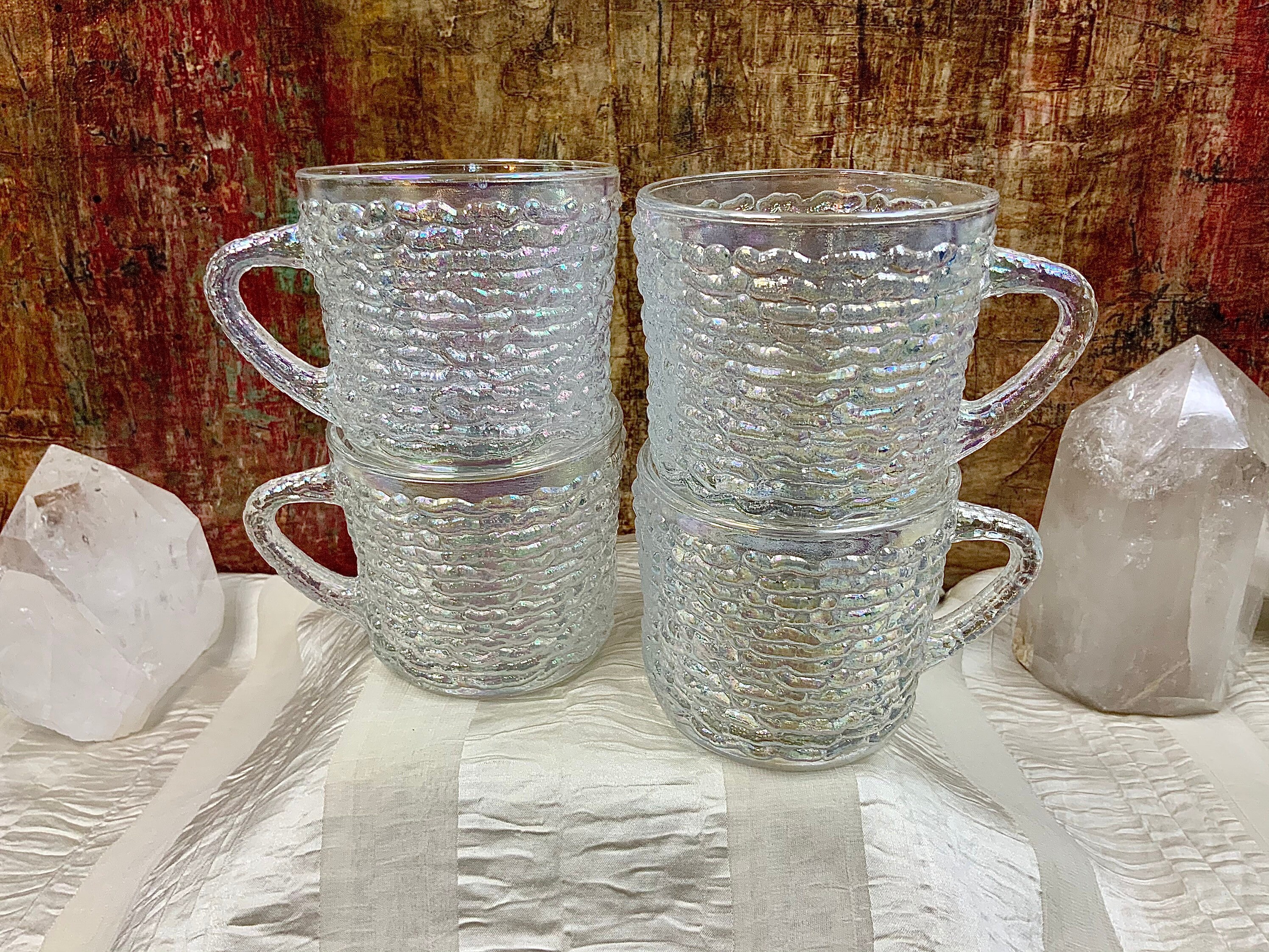 Vintage Anchor Hocking Aurora Iridescent 8-piece Snack Set in