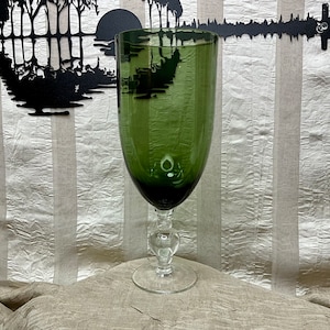 Vintage Sloan Brothers Emerald Green Goblet 20ounces Art Deco Crystal Stem Wine Glass