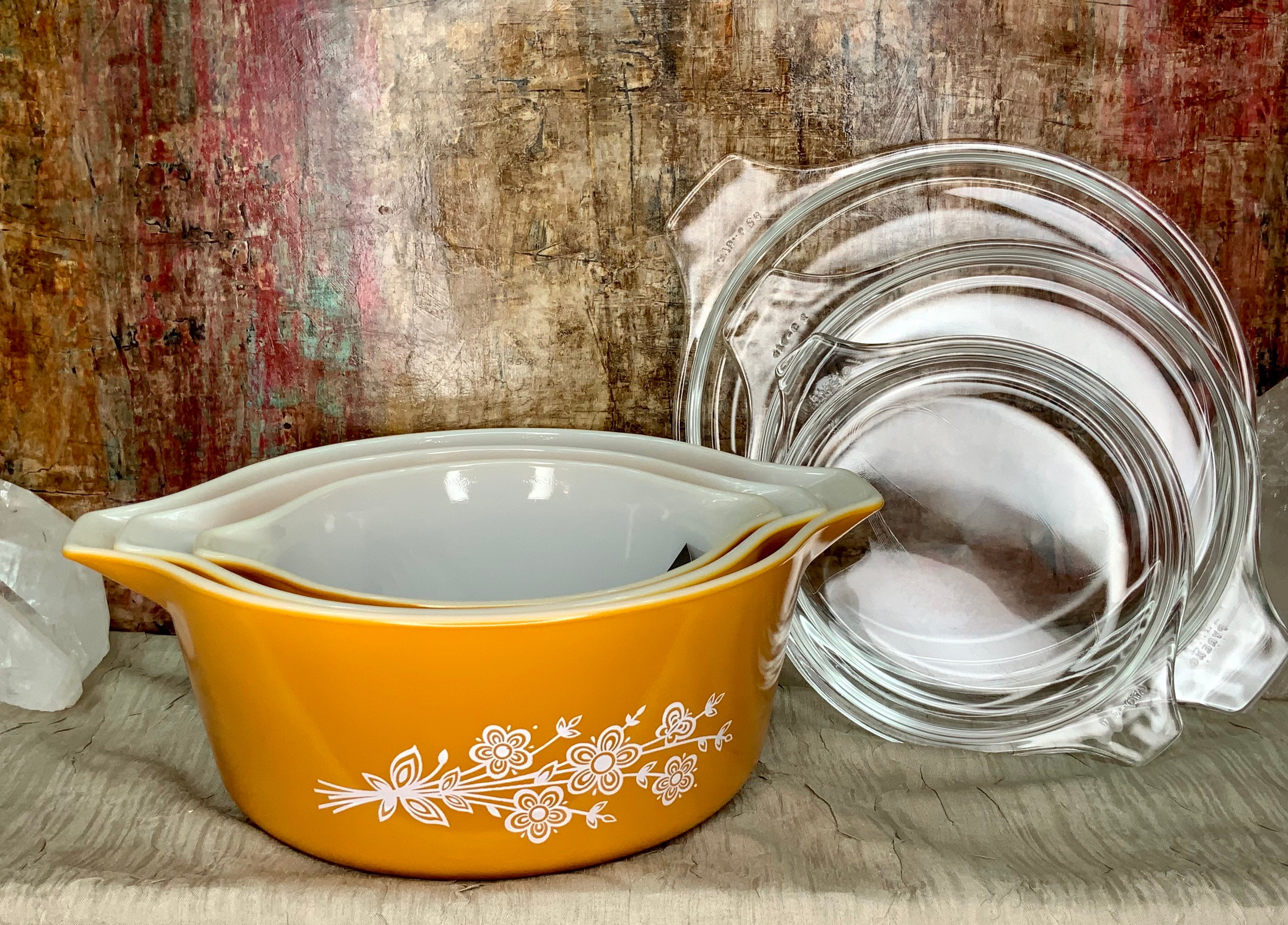 Old Pyrex Butterfly Gold キャセロール pretty
