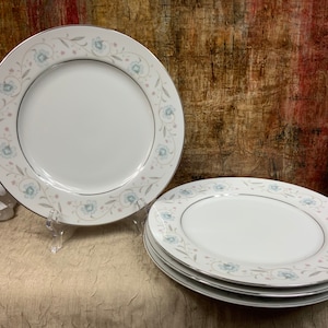 Vintage China English Garden Platinum, Dinner Plates,  Set of 4, Elegant Dinnerware, English Garden china, fine china of Japan