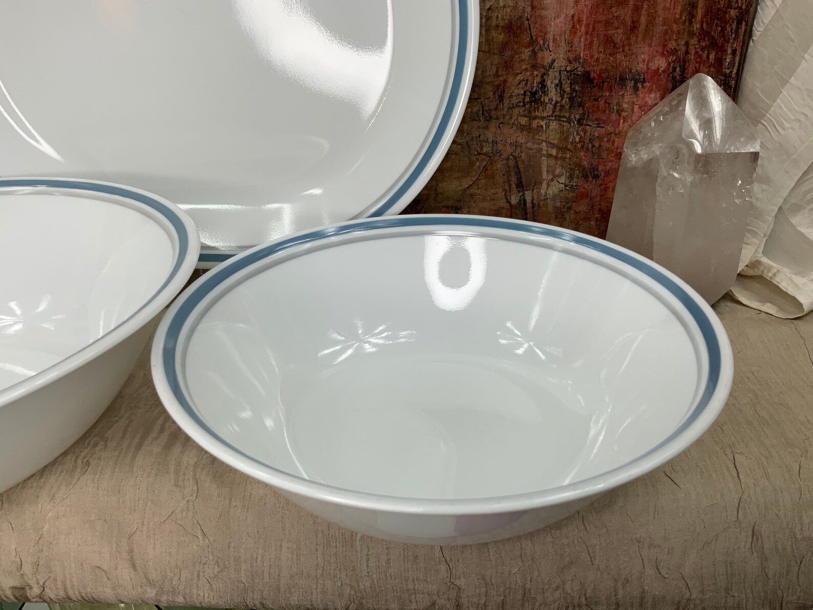Vintage Corelle Indigo Serving Set Platter Extra Large Bowl Etsy