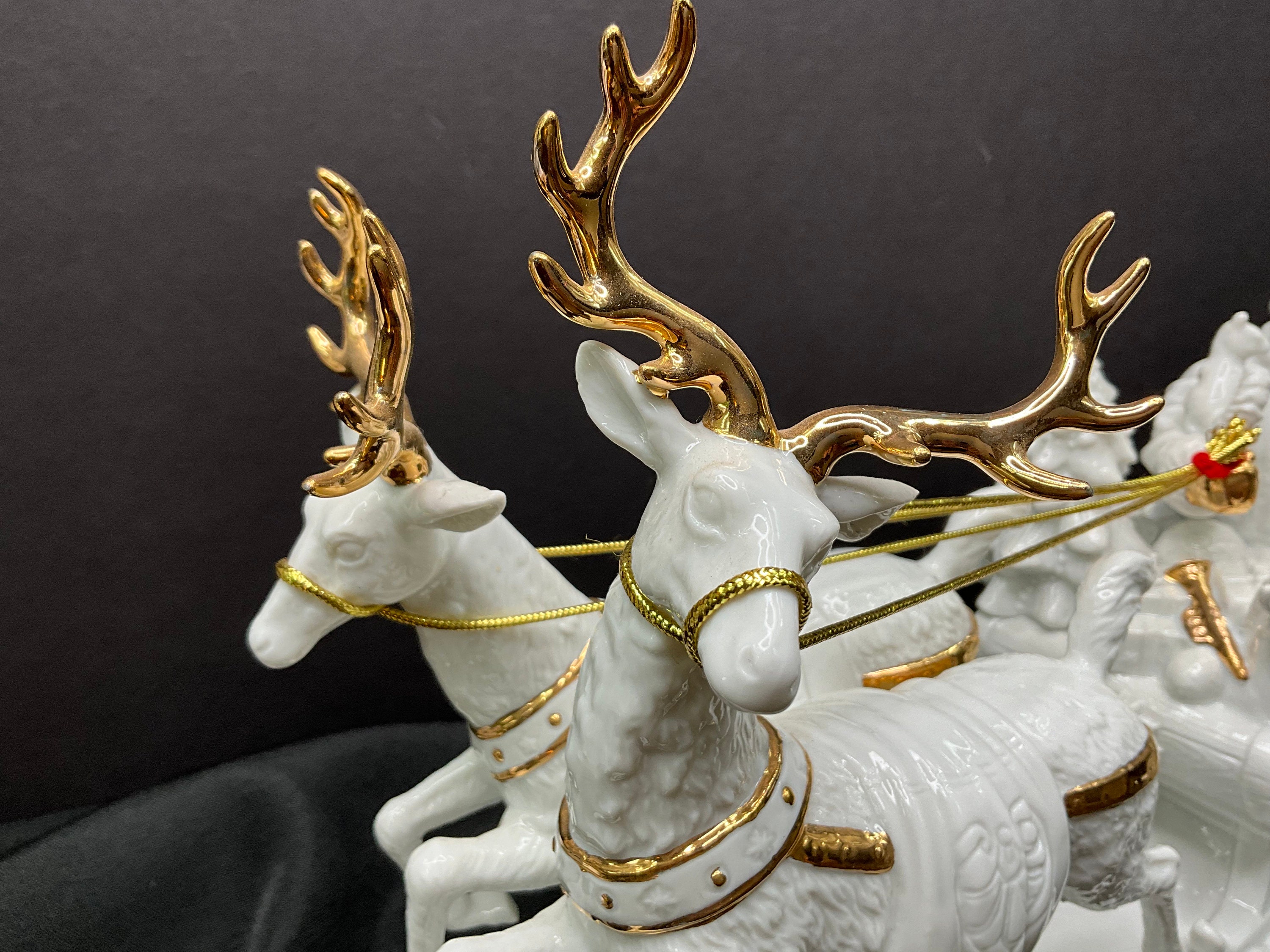 Vintage Porcelain Santa Sleigh With Reindeer: Christmas Mantel