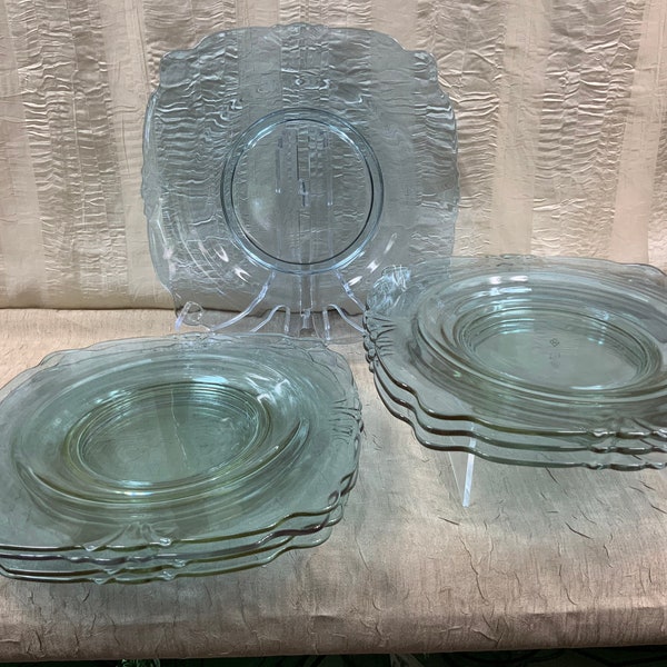 Heisey Empress Alexandrite Square Luncheon Plates, Set of 4, set of 8, Empress Luncheon or Dessert Plate