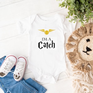 Baby Bodysuit - H Potter Magier Themed - I'm a Catch - mit gold Glitzer Details