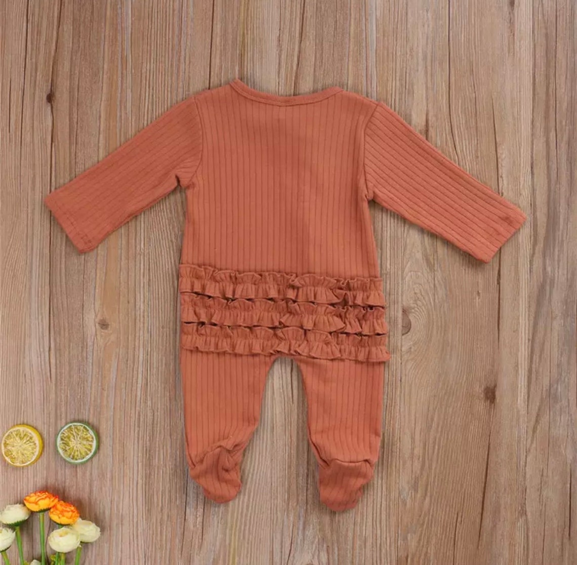 Baby Girl Ribbed Footie Sleeper Baby Zipper Ruffle Sleeper Etsy