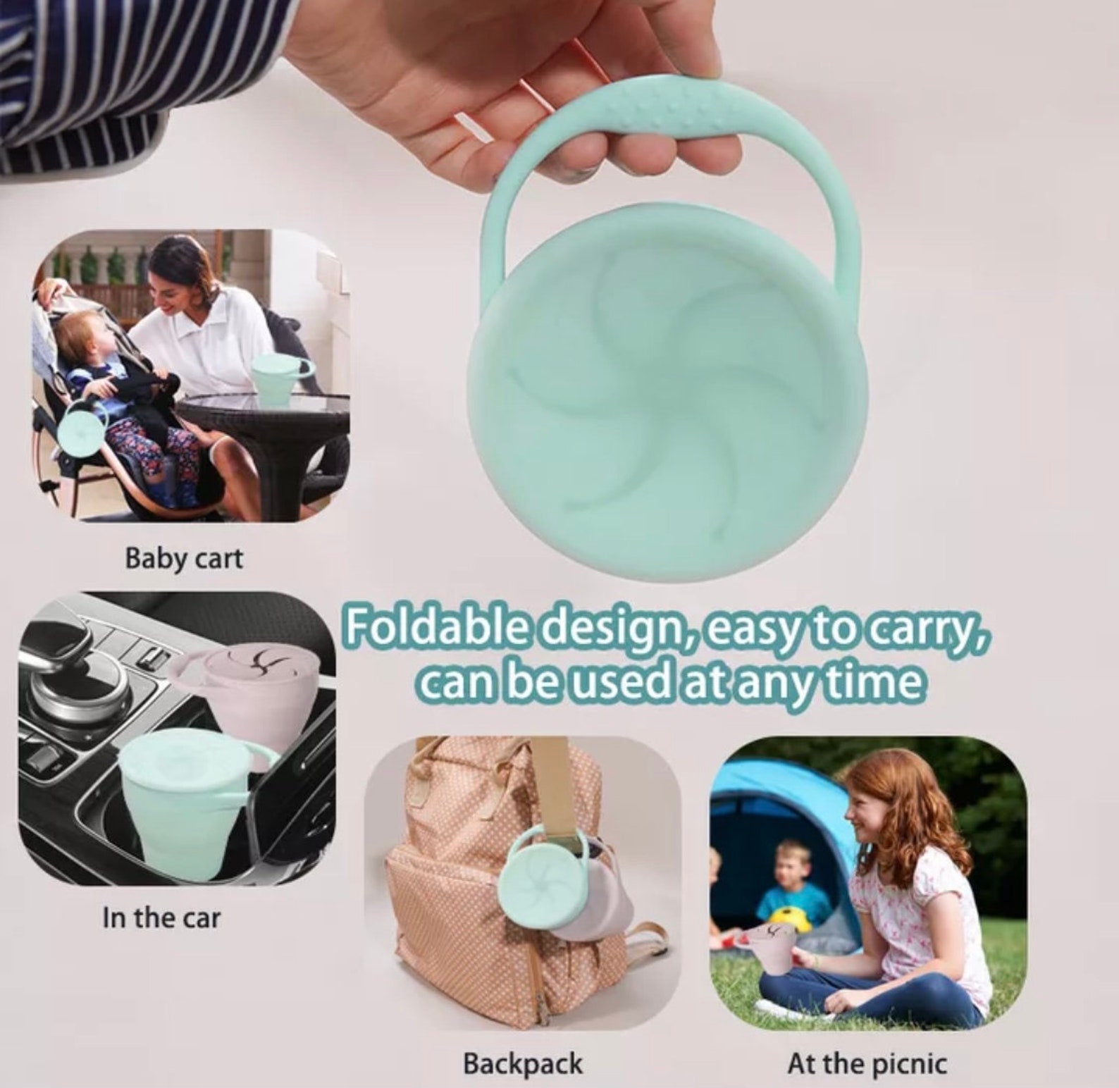 Solid Color Baby Collapsible Silicone Snack Cup Etsy