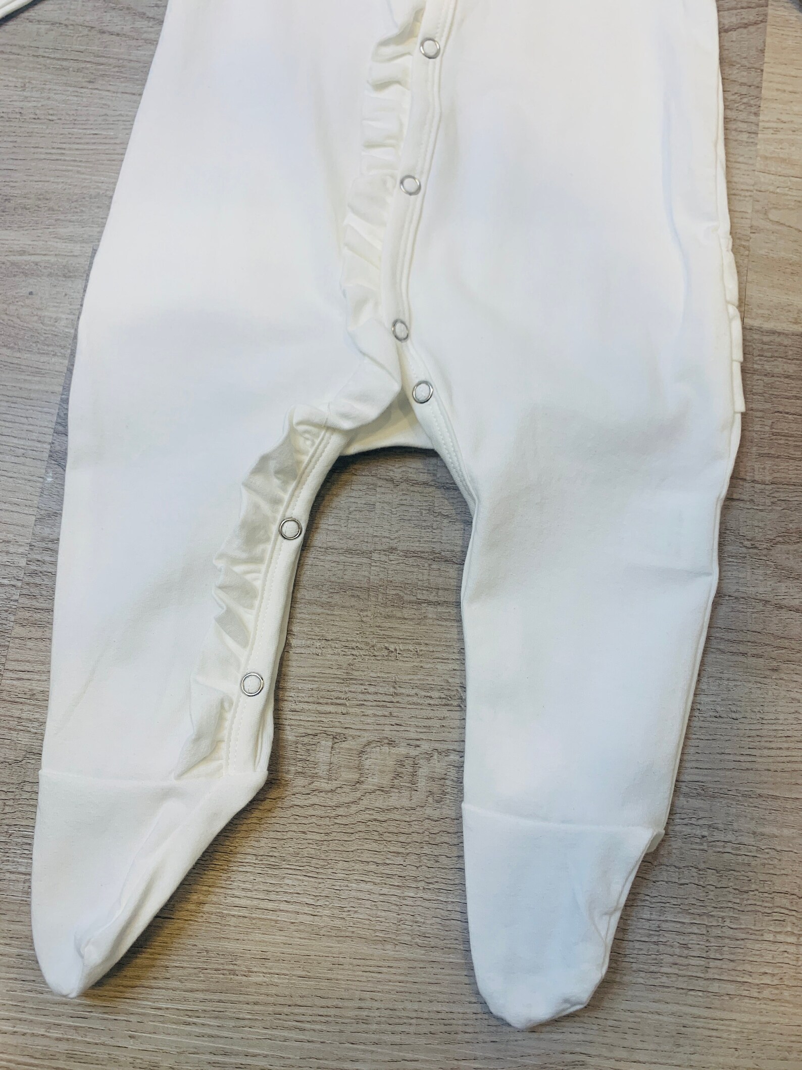 Baby Girl White Ruffle Sleeper With Matching Bow and Long Etsy