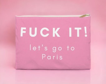 Pink Paris Cosmetic Bag, Funny Travel Pouch