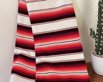 Premium Saltillo Striped Mexican Lightweight fringed Blanket by Sedona Blanket Co.