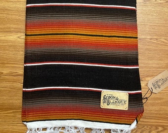 Premium Saltillo Serape Striped Earth Tones Fringed Throw Blanket by Sedona Blanket Co.