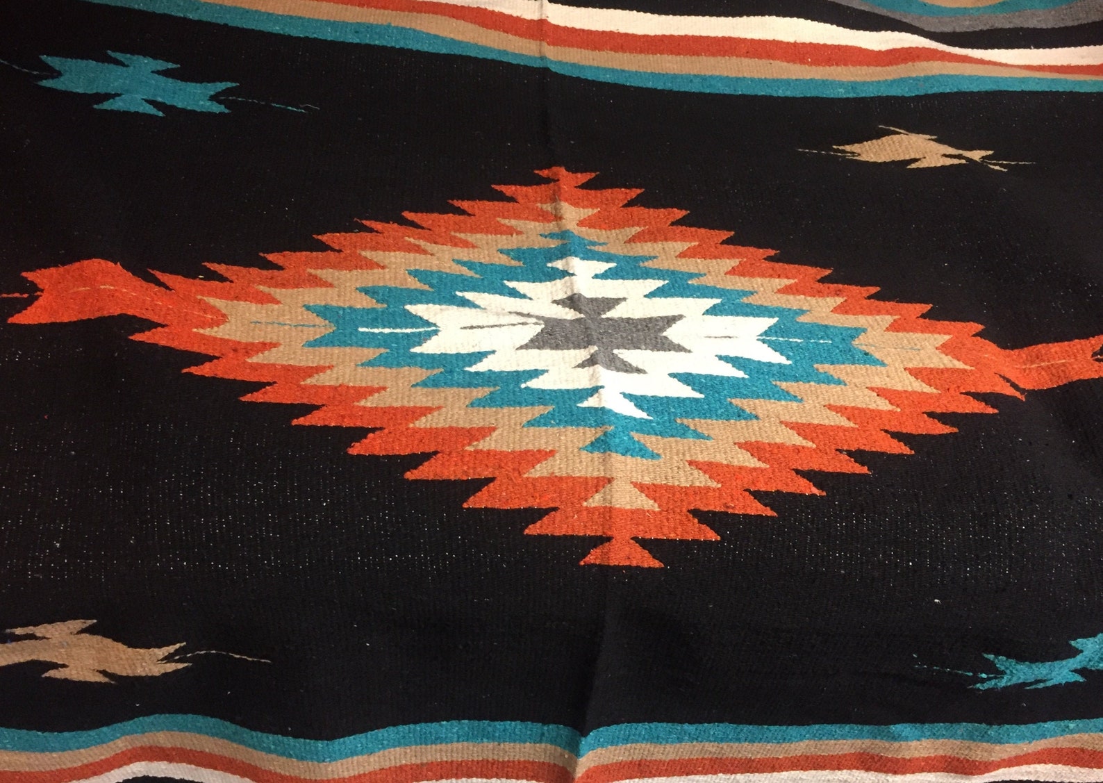 Hand Woven XL Southwestern Zapotec Design Throw Blanket by Etsy
