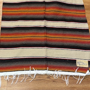 Premium Saltillo Serape Striped Earth Tones Fringed Throw Blanket by Sedona Blanket Co.