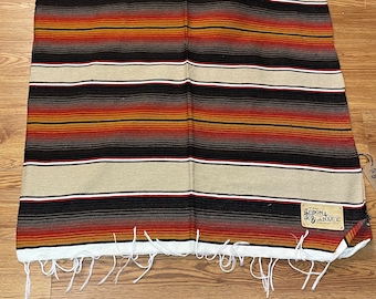 Premium Saltillo Serape Striped Earth Tones Fringed Throw Blanket by Sedona Blanket Co.