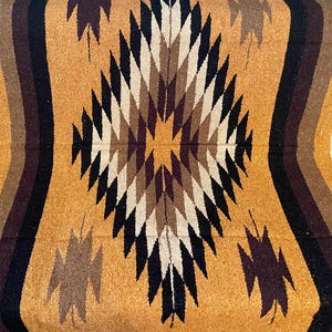 Premium Rustic Golden Earth Tones Diamond Design Southwestern Hand Woven Blanket