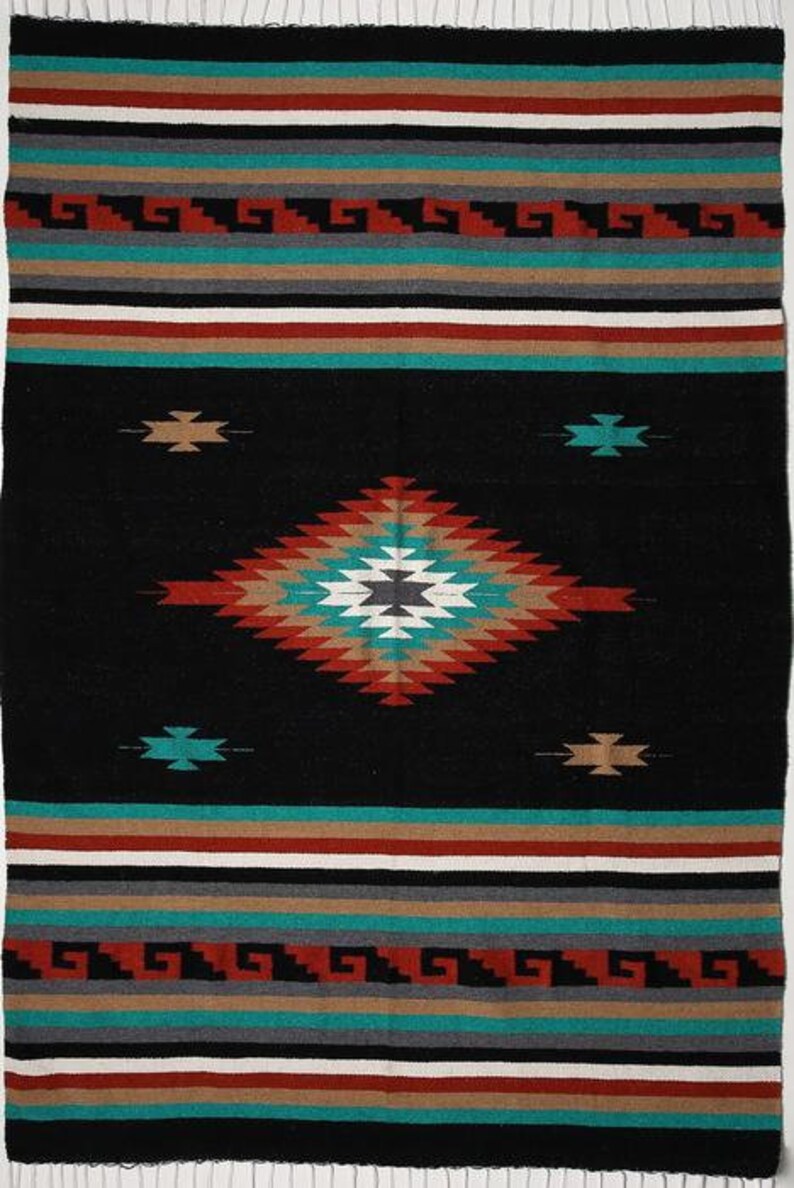 Hand Woven XL Southwestern Zapotec Design Throw Blanket by Etsy