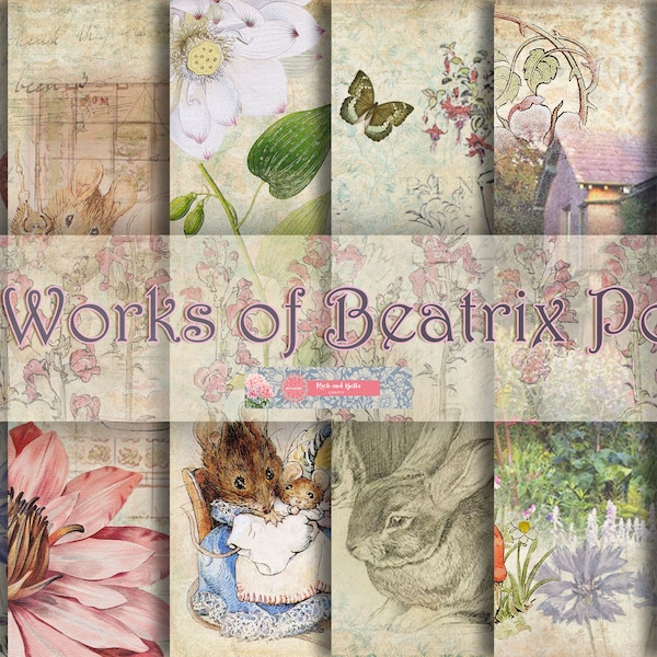 The WORKS of BEATRIX POTTER - Beautiful Junk Journal Kit, Ephemera Pack, Vintage  Bullet Journal Stationery, Peter Rabbit