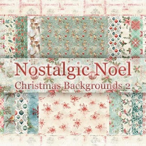 Nostalgiczne tła świąteczne Noel Zestaw 2 - Strony dziennika śmieci, Scrapbooking