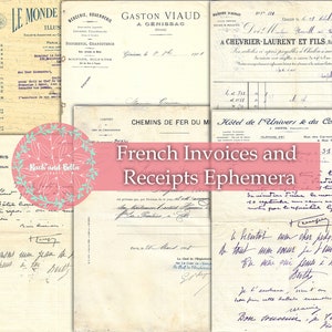 Vintage Französische Rechnungen und Quittungen - Ephemera für Journale und Scrapbooks - Junk Journaling Digital
