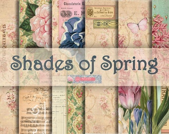 Shades of Spring Junk Journal Kit, Vintage Ephemera (Digital Download)