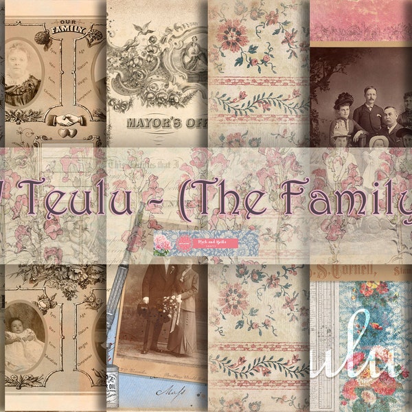 Y Teulu / The Family - Beautiful Junk Journal Kit, Ephemera Pack, Vintage  Bullet Journal Stationery, Welsh Vintage