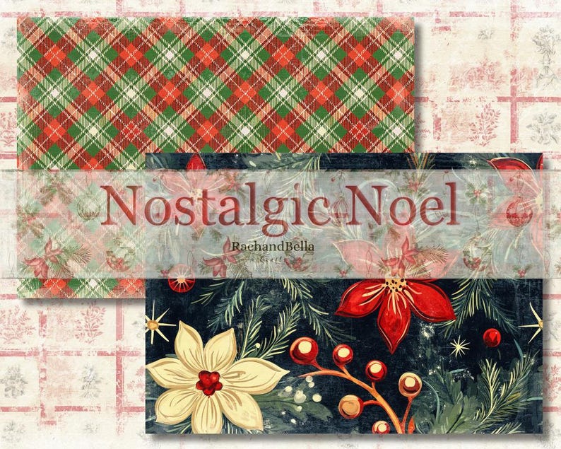 Nostalgic Noel Christmas Backgrounds Set 1 Junk Journal Pages