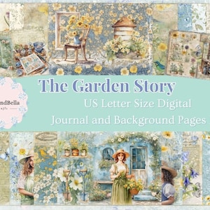 The Garden Story Journal Pages - Kit de colaboración primavera 2024 tamaño carta de EE. UU. - con Angela Kerr - ENORME KIT de 25 páginas