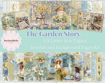 Pages de journal The Garden Story - Kit de collaboration printemps 2024 format lettre US - avec Angela Kerr - ÉNORME KIT de 25 pages