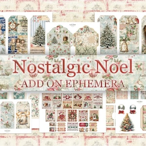Nostalgiczny dodatek świąteczny Noel Ephemera - Junk Journal Pages, Scrapbooking