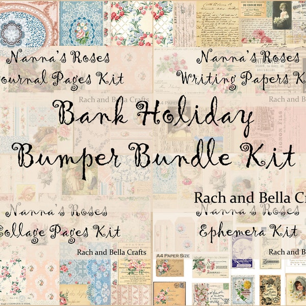 Nanna's Roses BIG BUNDLE 4 Kits in 1 Bundle - US Letter BEAUTiFUL Nannas Roses Journal  Kits, Pages, Collage, Writing and Ephemera Packs