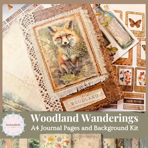 Pagine di diario digitale A4 Woodland Wanderings Splendidi design di carta - Pagine di diario spazzatura, scrapbooking